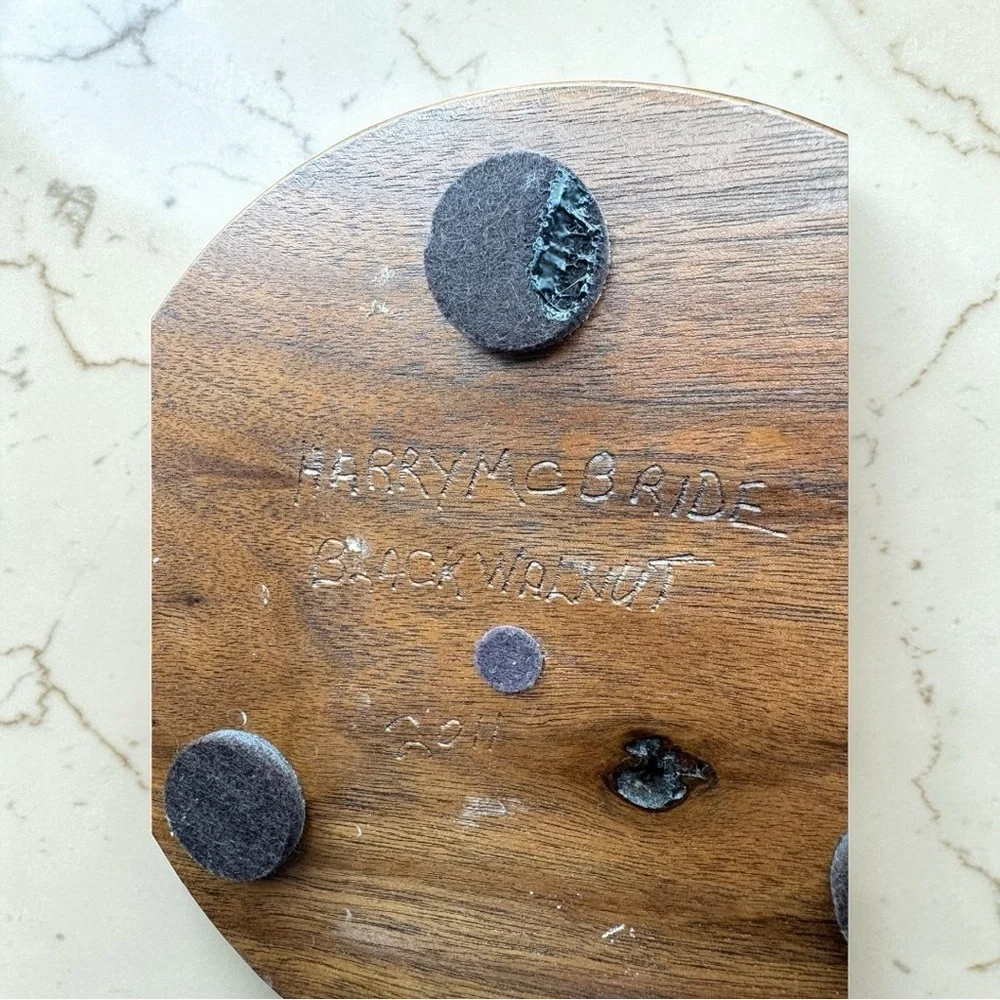 VTG Set Of 2 Hand Crafted Solid Black Walnut Wooden Round Trivets Candle Holder